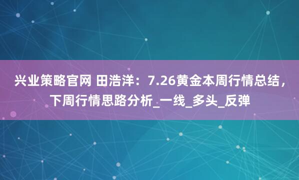 兴业策略官网 田浩洋：7.26黄金本周行情总结，下周行情思路分析_一线_多头_反弹