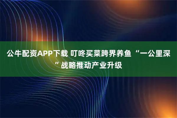 公牛配资APP下载 叮咚买菜跨界养鱼 “一公里深”战略推动产业升级
